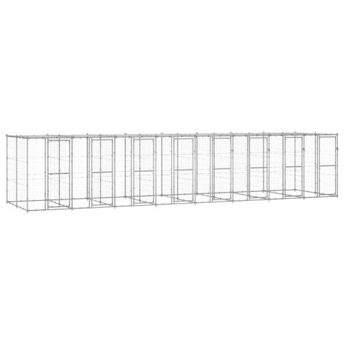 Vanjski kavez za pse od pocinčanog čelika s krovom 19,36 m²