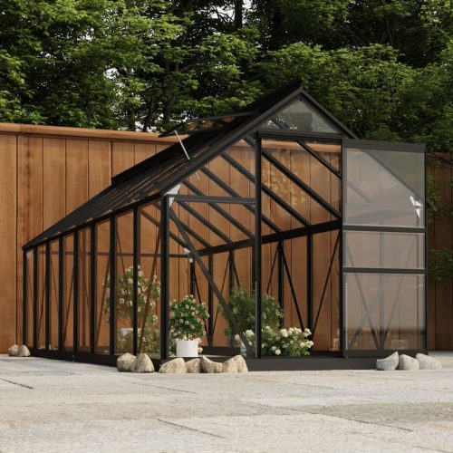 Stakleni staklenik antracit 155 x 395,5 x 191 cm aluminijski
