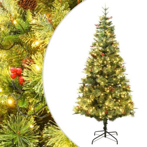 Osvijetljeno božićno drvce sa šiškama zeleno 225 cm PVC i PE