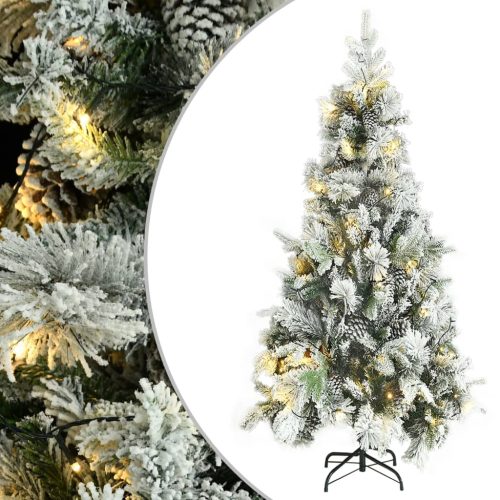 Osvijetljeno božićno drvce sa snijegom i šiškama 225 cm PVC/PE