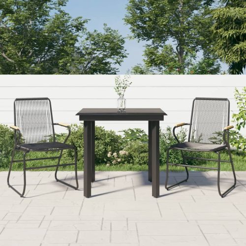 3-dijelni vrtni blagovaonski set od PVC ratana crni