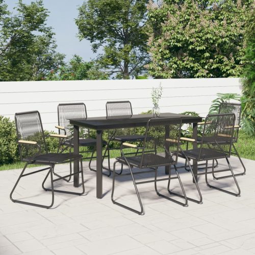 7-dijelni vrtni blagovaonski set od PVC ratana crni
