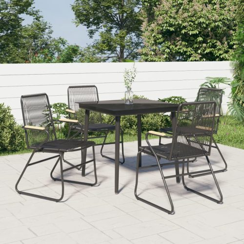 5-dijelni vrtni blagovaonski set od PVC ratana crni