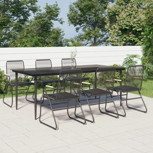 7-dijelni vrtni blagovaonski set od PVC ratana crni