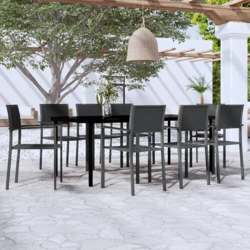 9-dijelni vrtni blagovaonski set crni