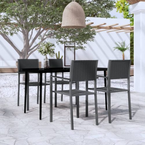5-dijelni vrtni blagovaonski set crni