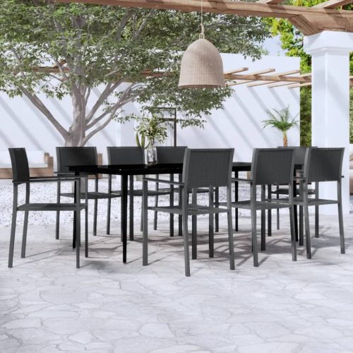 9-dijelni vrtni blagovaonski set crni