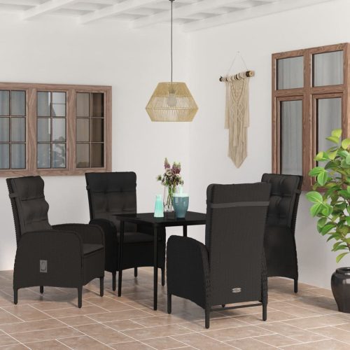 5-dijelni vrtni blagovaonski set s jastucima crni