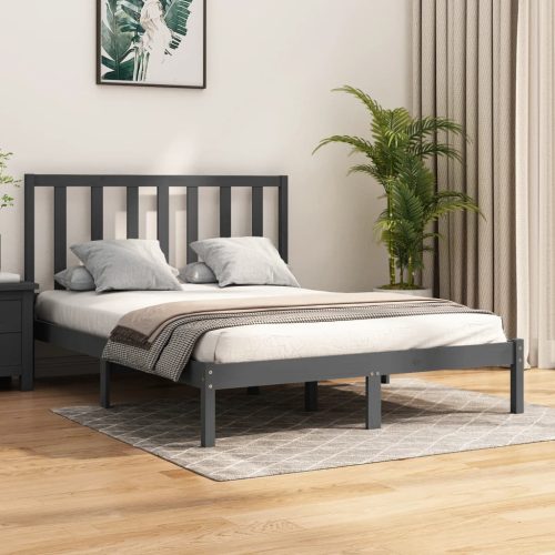 Okvir za krevet od masivne borovine sivi 135x190 cm bračni