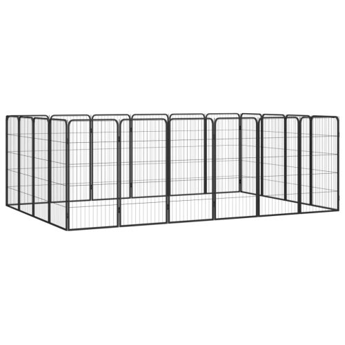Ograda za pse s 20 panela crna 50 x 100 cm čelik obložen prahom