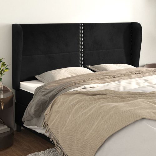 Uzglavlje s ušima crno 163x23x118/128 cm baršunasto