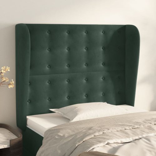 Uzglavlje s ušima tamnozeleno 93x23x118/128 cm baršunasto