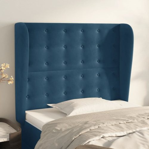 Uzglavlje s ušima tamnoplavo 93x23x118/128 cm baršunasto