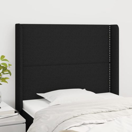 Uzglavlje s ušima crno 103x16x118/128 cm od tkanine