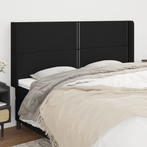 Uzglavlje s ušima crno 203x16x118/128 cm od tkanine