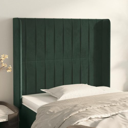 Uzglavlje s ušima tamnozeleno 83x16x118/128 cm baršunasto