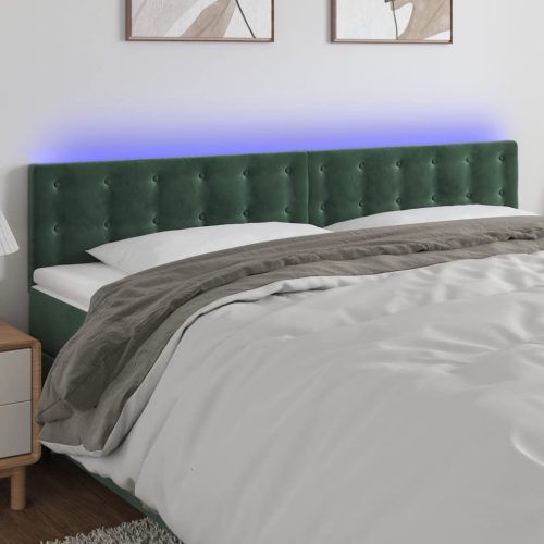 LED uzglavlje tamnozeleno 180x5x78/88 cm baršunasto