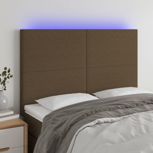 LED uzglavlje tamnosmeđe 144x5x118/128 cm od tkanine