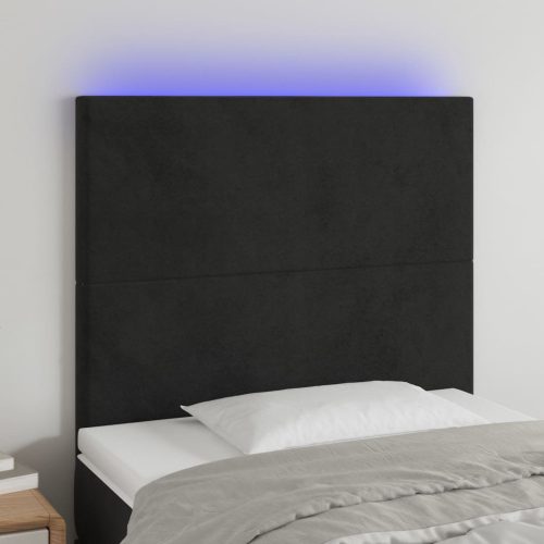 LED uzglavlje crno 80x5x118/128 cm baršunasto