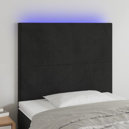 LED uzglavlje crno 90x5x118/128 cm baršunasto