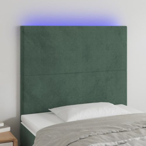 LED uzglavlje tamnozeleno 90x5x118/128 cm baršunasto