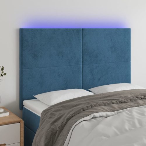 LED uzglavlje tamnoplavo 144x5x118/128 cm baršunasto