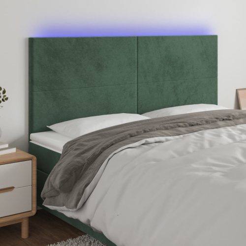 LED uzglavlje tamnozeleno 180x5x118/128 cm baršunasto