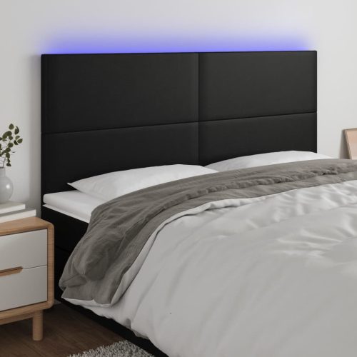 LED uzglavlje crno 180x5x118/128 cm od umjetna koža