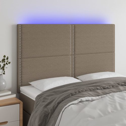 LED uzglavlje smeđesivo 144x5x118/128 cm od tkanine