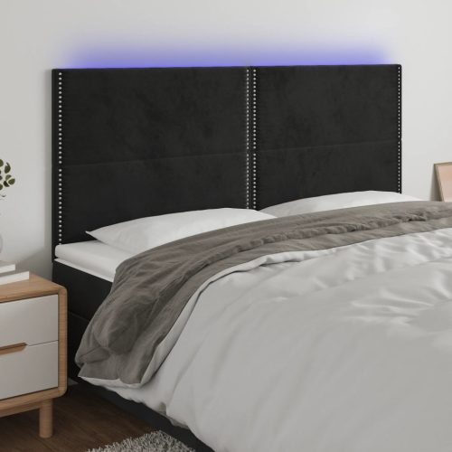 LED uzglavlje crno 180x5x118/128 cm baršunasto