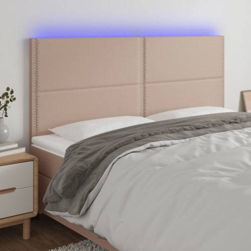 LED uzglavlje boja cappuccina 200x5x118/128 cm od umjetna koža