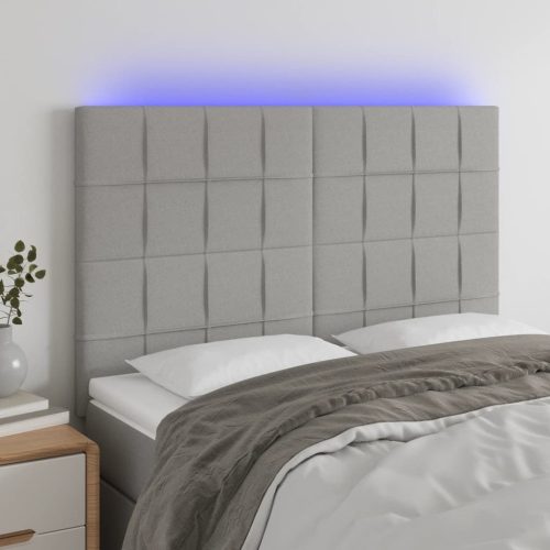 LED uzglavlje svjetlosivo 144x5x118/128 cm od tkanine