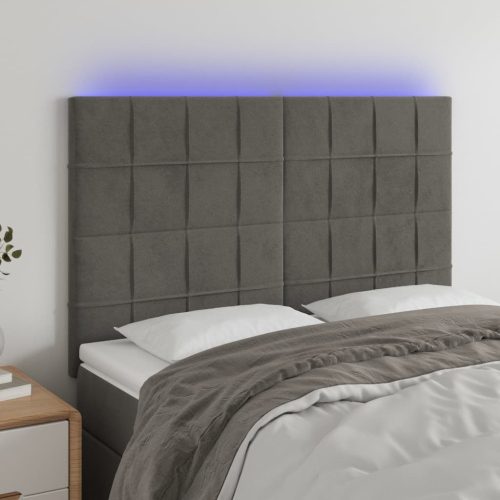 LED uzglavlje tamnosivo 144x5x118/128 cm baršunasto