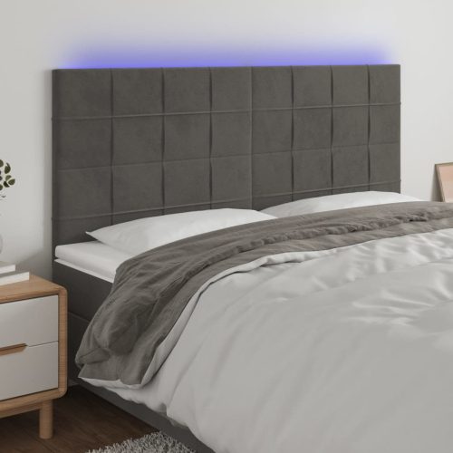 LED uzglavlje tamnosivo 180x5x118/128 cm baršunasto