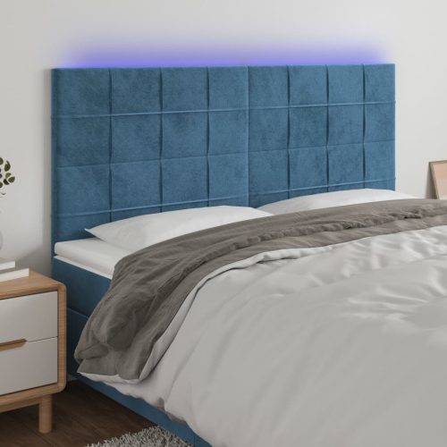 LED uzglavlje tamnoplavo 180x5x118/128 cm baršunasto