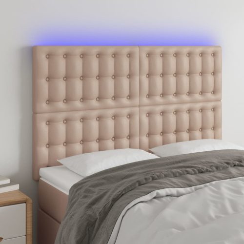 LED uzglavlje boja cappuccina 144x5x118/128cm od umjetna koža