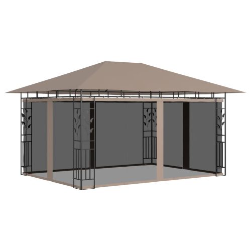 Sjenica s mrežom protiv komaraca 4x3x2,73 m smeđe-siva 180 g/m²