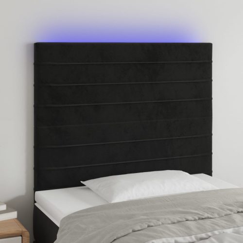 LED uzglavlje crno 90x5x118/128 cm baršunasto