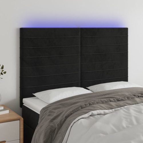 LED uzglavlje crno 144x5x118/128 cm baršunasto