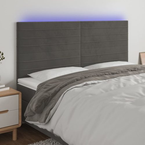 LED uzglavlje tamnosivo 160x5x118/128 cm baršunasto