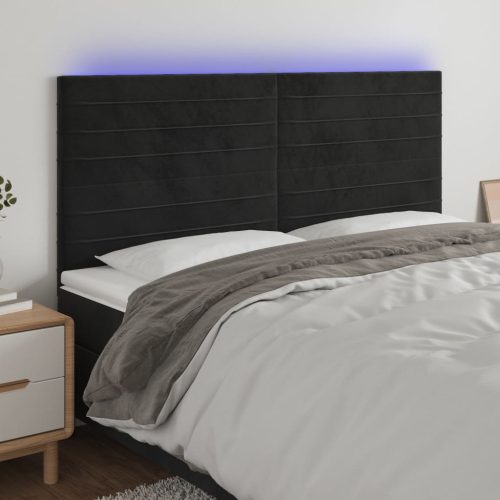 LED uzglavlje crno 160x5x118/128 cm baršunasto