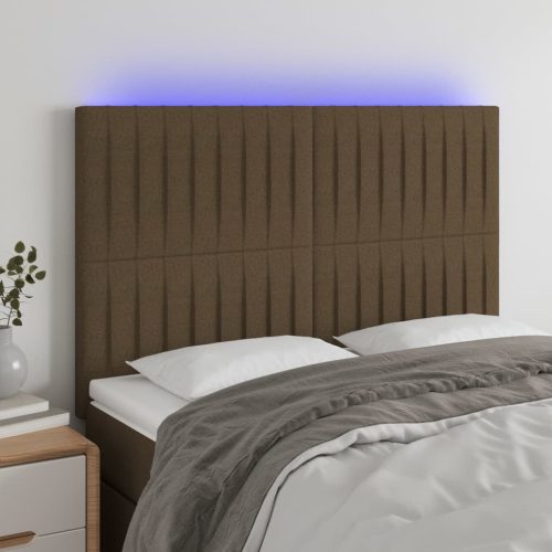 LED uzglavlje tamnosmeđe 144x5x118/128 cm od tkanine