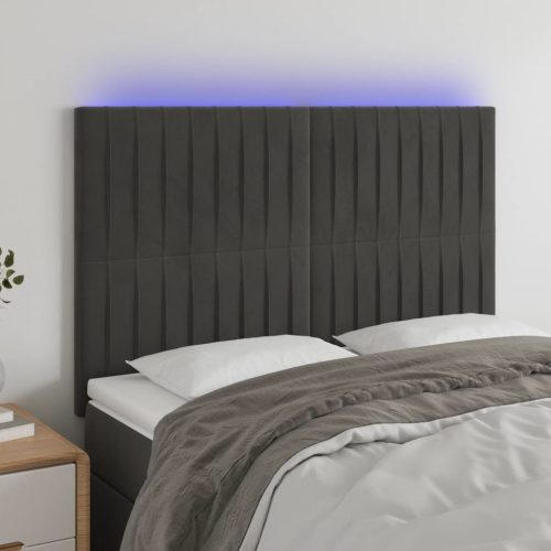 LED uzglavlje tamnosivo 144x5x118/128 cm baršunasto