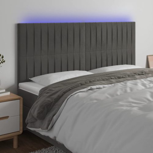 LED uzglavlje tamnosivo 160x5x118/128 cm baršunasto