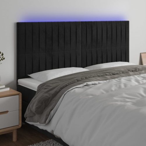 LED uzglavlje crno 160x5x118/128 cm baršunasto