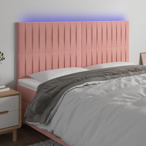 LED uzglavlje ružičasto 160x5x118/128 cm baršunasto