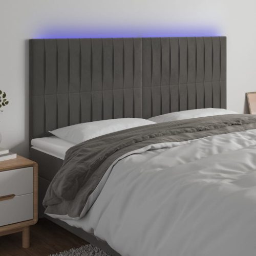 LED uzglavlje tamnosivo 180x5x118/128 cm baršunasto