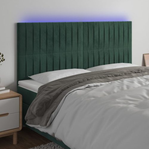 LED uzglavlje tamnozeleno 180x5x118/128 cm baršunasto