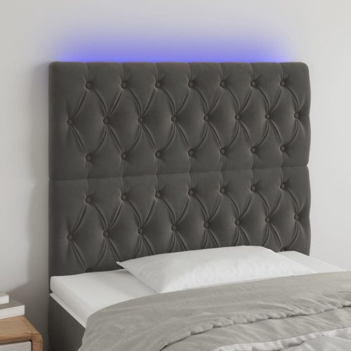 LED uzglavlje tamnosivo 90x7x118/128 cm baršunasto