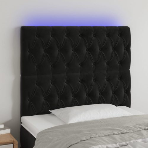 LED uzglavlje crno 90x7x118/128 cm baršunasto